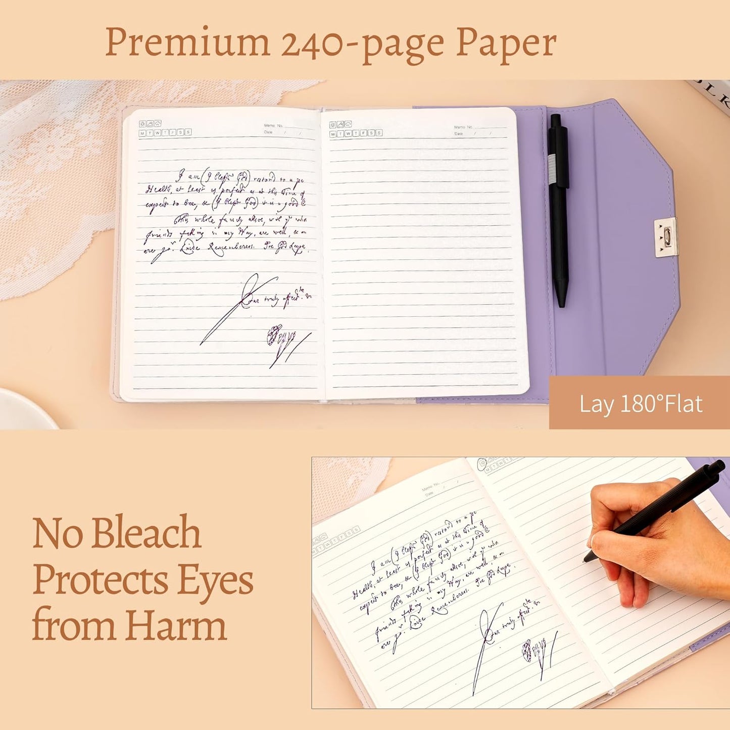 CAGIE Floral Diary with Lock for Women, Teen Girls Journal with Lock, Hardcover Refillable Women Journal with Pen, 6.3 x 8.5 Inch