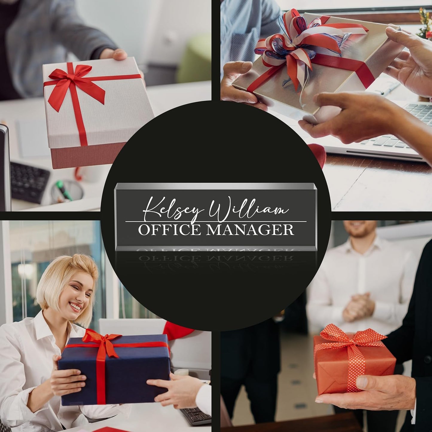 Personalized Name Plate for Desks, Custom Desk Name Plates, Acrylic Name Plate Office Desk Accessories, Personalized Office Gifts for Coworkers Teachers, Employee Appreciation Gifts (Engraved2)