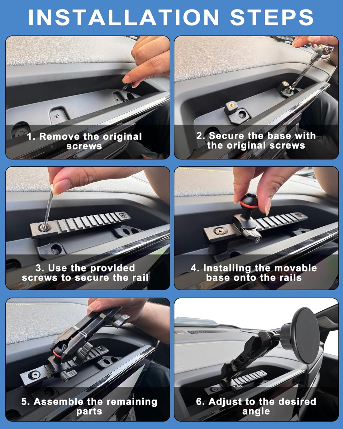 Dash Phone Mount Compatible with 2019+ RAM Truck 1500/2500/3500 & TRX Accessories (NOT fit RAM Classic Vehicle), Magsafe Phone Holder Widely Adjustable for iPhone 12-17 Series