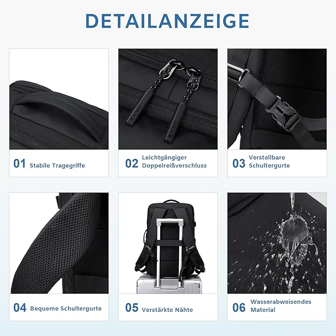 Carry On Travel Backpack, 35L-40L Expandable Extra Large Airline Approved,Lightweight Daypack for Men and Women