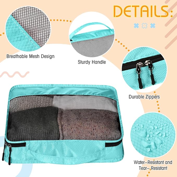 5 Pcs Packing Cubes for Suitcase Large Travel Cubes Carry on Luggage Organizer Bags for Clothes Accessories(Mixed,Pastel)