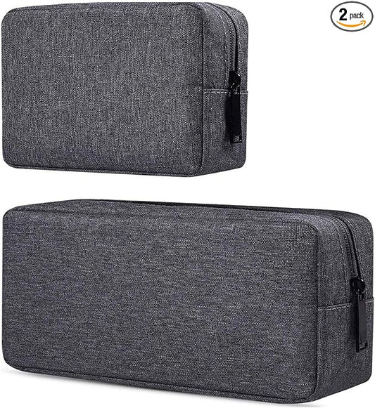 dealcase Electronics Accessories Case, Durable Small Electronics Accessories Storage Bag Compatible Laptop Charger Various USB, Cables, Cords and Power Travel Gadget Carry Bag, Dark Gray(Small+Big)