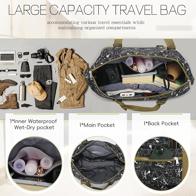 VOOWO Duffel Bag with Wheels - Rolling Foldable Expandable Duffle Bag with Wheels for Travel, Rolling Luggage Carry On Bag with Wheels, Large Rolling Backpack Weekend Bags for Men Women (Animal)