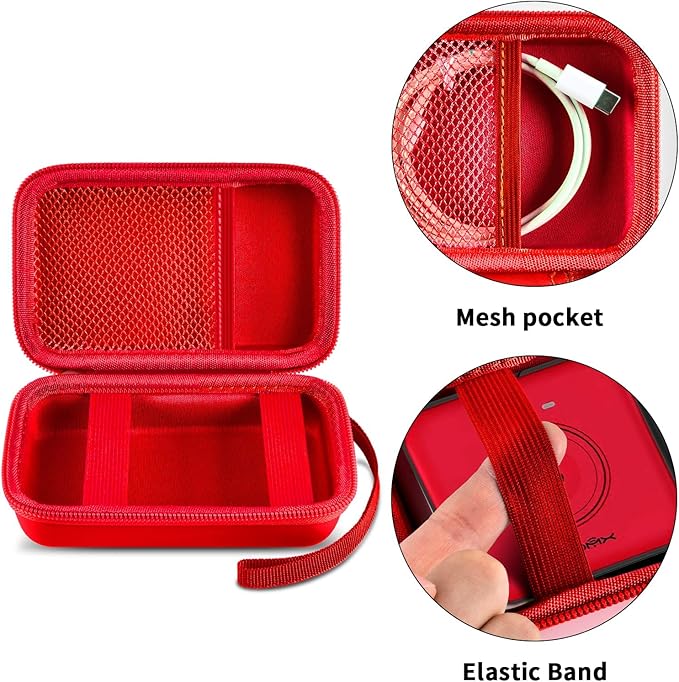 Travel Case for UCOMX for Nano/for Iseyyox/for LISEN/for RTOPS 3 in 1 Wireless Charger, Foldable Magnetic Charging Station Storage Holder Bag for Fast Charge Pad Cable and Adapter, Red-Box Only