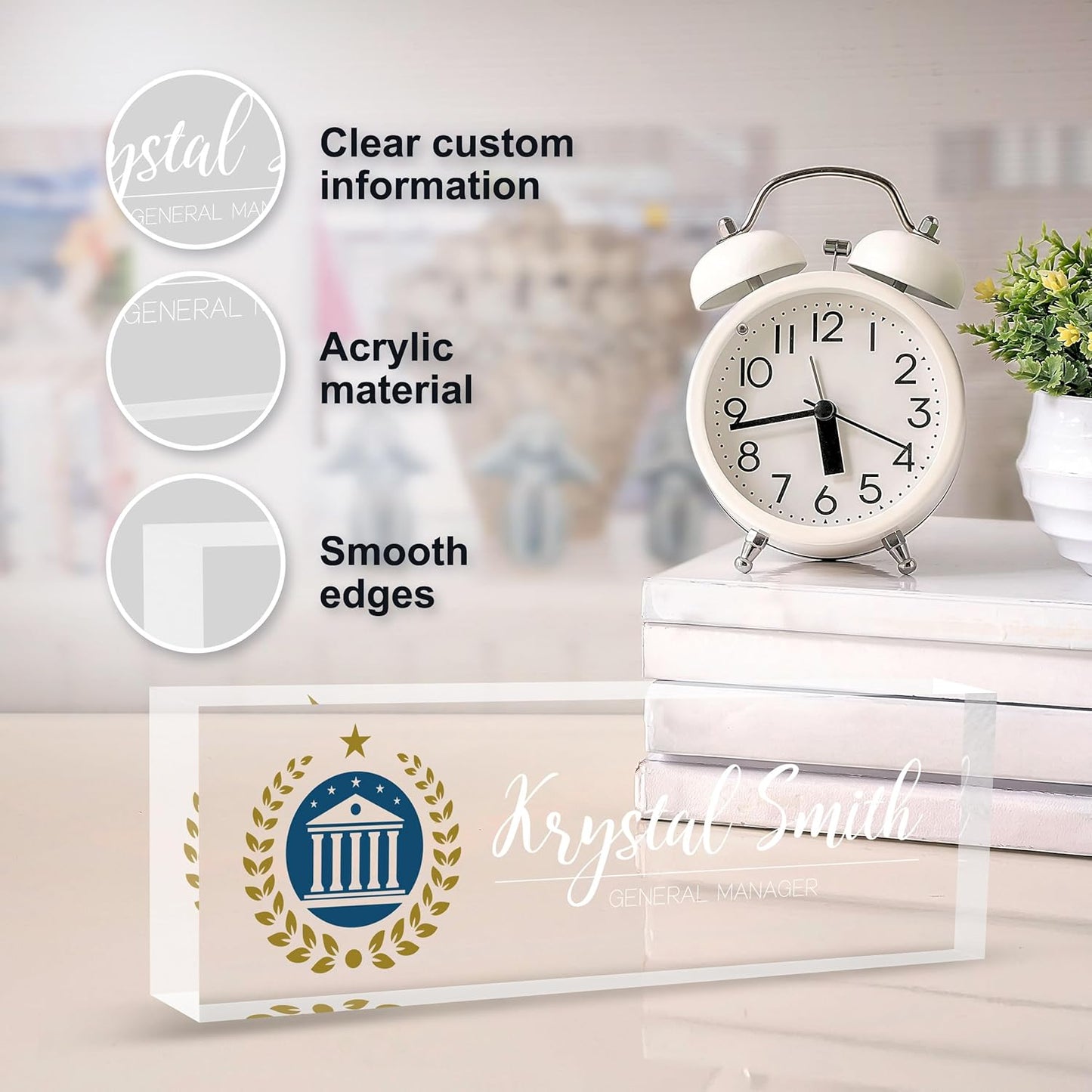 Custom Name Plate for Desk | Personalized Logo Desk Name Plate | Personalized Boss Employee Teacher Appreciation Gifts | Acrylic Name Plate Office Desk Accessories