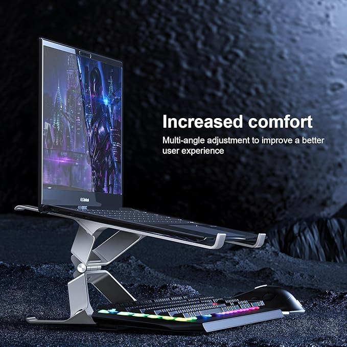 Adjustable Laptop Stand for Desk, Portable Laptop Riser, Ergonomic Computer Notebook Holder for MacBook Pro Air, Dell XPS, HP, Lenovo (13.3-17.3'') (Silver)