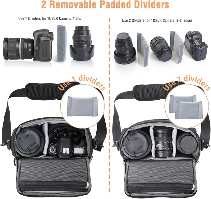 MOSISO Small Camera Bag for Photographers,Compact Camera Shoulder Bags for DSLR/SLR/Mirrorless Cameras,Waterproof Crossbody Padded Photography Bag with Rain Cover for Canon/Nikon/Sony, Black