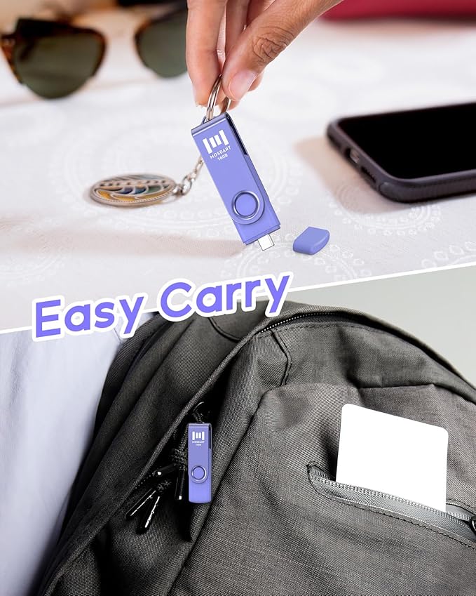 MOSDART 16GB FAT32 USB C Flash Drive - USB 2.0 Type-C OTG 2-in-1 Dual Thumb Drive Memory Stick, A and C interfaces for Android Phones, iPhone 15, MacBook, iPad, Windows Laptop, Purple (Pack of 10)