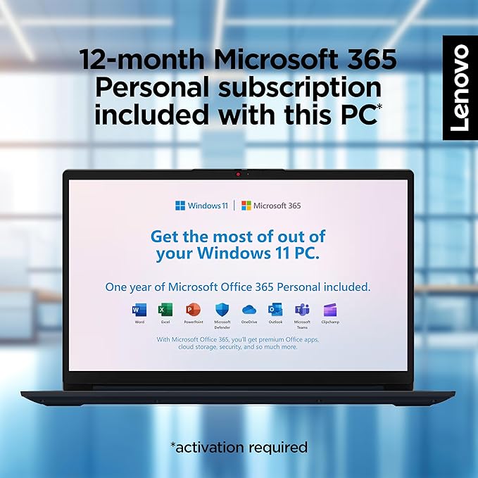 Lenovo IdeaPad Laptop for Business Student 2025, 15.6" Display, 8GB RAM + 884GB Storage (256GB SSD +128GB eMMC +500GB Ext), Dual Intel Core Processor, WiFi 6, HubxcelAccessory, Office 365 1 Yr, Win 11