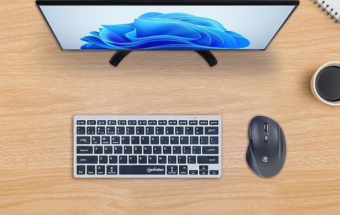 MANHATTAN Wireless Ergonomic Mouse – 2.4 GHz RF, 800/1200/1600 dpi, Six Buttons with Scroll Wheel, USB-A & USB-C 2-in-1 Receiver Dongle – for Laptop, Computer, PC - 3 Yr Mfg Warranty – 190237