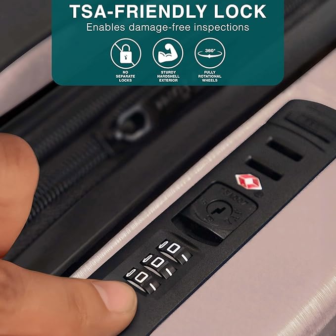 Luggage Sets 3 Piece, 22 Inch Carry on Luggage and 24 Inch Suitcases with Wheels Spinner, Durable Hard Shell Suitcase Set, Expandable Travel Suitcase, Pink