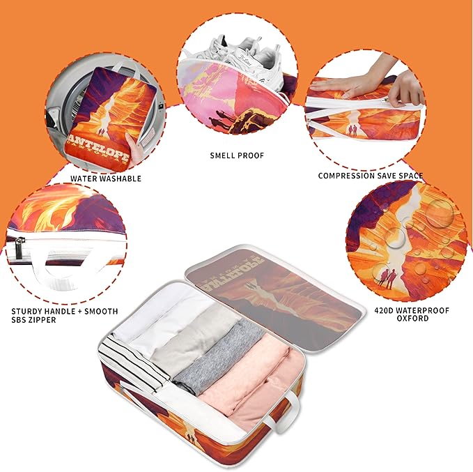 Compression Packing Cubes for Travel, 8 Set National Park Luggage Organizers, Waterproof Expandable/Compression Bags Travel Packing Cubes with Clear Toiletry Bag and Shoe Bag