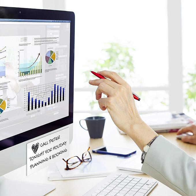 Dry Erase Sticky Notes - 10 Pack of 4x6 Inch; Adhesive Free Reusable Whiteboard Stickers for Smooth Surfaces; No More Paper Post Notes - Reusable Home and Office Product (White, 4 x 6)