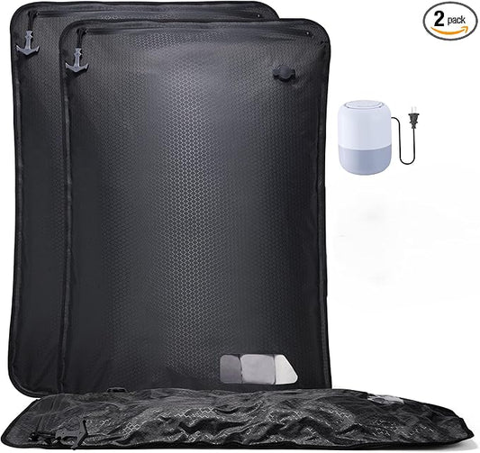 Essential Vacuum Bags for Travel Luggage with Electric Pump, Reusable Compression Bags for Checked Suitcases, Vacuum Seal Spacesaver for Cloth Packing(2Large+Pump)