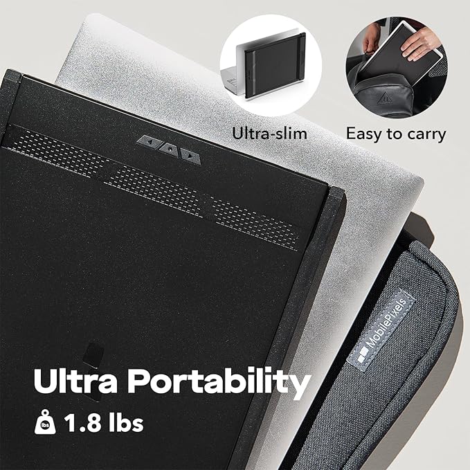 Mobile Pixels Duex Max DS 14.1'' Laptop Monitor Extender, Full HD FHD 1080P Portable Monitors,USB Type-C/HDMI Port for 14-17 '' Laptop, Compatible with Windows/Mac/Android/Switch(Dual Monitor)