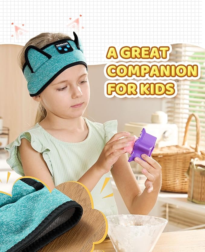 KIDSBAND Kids Headphones for Plane, Wireless Headband Adjustable, Does Not Press The Ears, Convenient for Long-Time Use, Headphones for Boys,Girls,Sleeping,School,Air Travel,Smartphones,Tablet