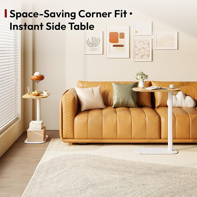 SANODESK Adjustable Overbed Bedside Table Pneumatic Adjustable Height Laptop Computer Standing Desk Cart with Tray, Hospital and Home Use(23.6" W x 13.8" D,Maple)