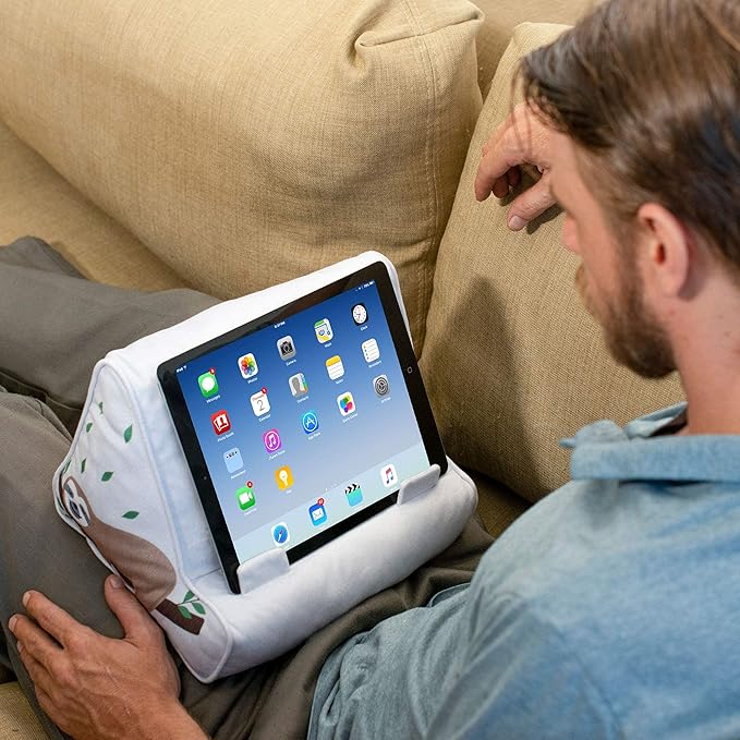 Gifts for Readers & Writers Book Pillow Tablet Stand for Bed Sloth - Premium Cushioned Book Holder for Hands Free Reading, Stylish Tablet Holder for Bed, Kindle Pillow Stands & Lap Ipad Holders