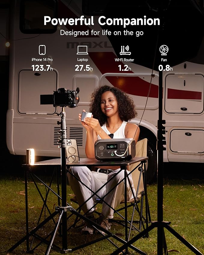 Portable Power Station Andes 300, 266Wh Battery with 300W AC/100W USB-C Output, 1Hr Fast Charging, 8.2lbs Solar Generator for RV, Outdoors, Camping batteries, Traveling, (Solar Panel Optional)