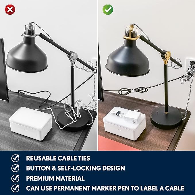 PZOZ (10 pcs) Reusable Cable Ties, Elastic Silicone Cord Organizer Straps Keeper Management Holder for iPhone Charging Cable Charger Wire Labels Desk Car and Travel Accessories (Black)