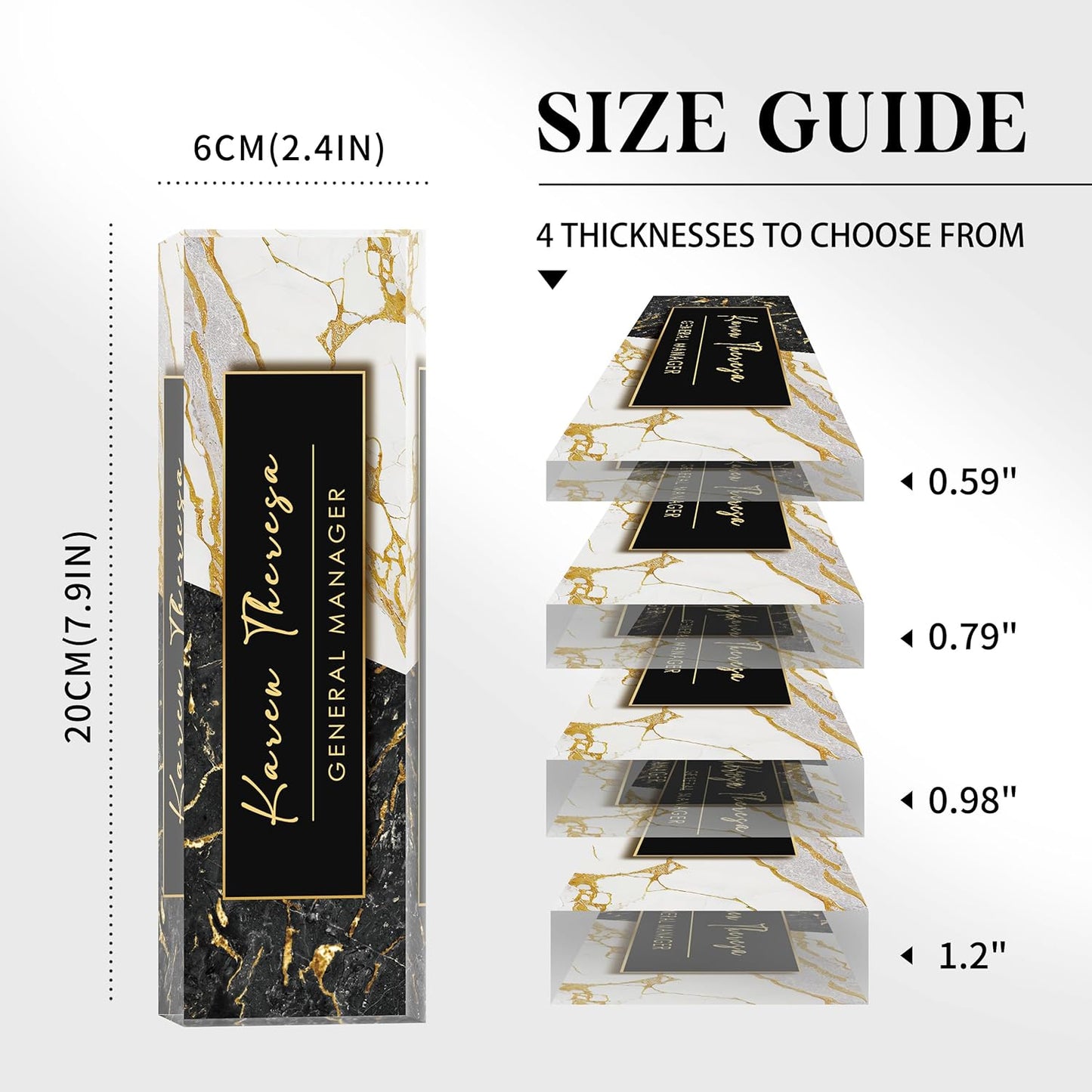 Custom Office Name Plate, Personalized Gifts for Men, Appreciation Gifts for Employee Coworkers Boss Teacher, Office Desk Accessory (Black Marble)