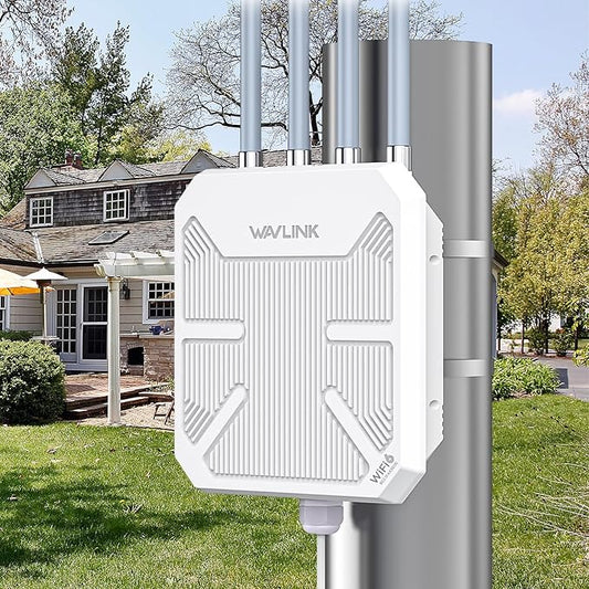 WAVLINK AX3000 Outdoor WiFi 6 Extender Long Range, Outdoor Wireless Access Point, Active PoE, 4x8dBi Antennas,Work with Starlink/Cameras/Router,IP67,Up to 256 Devices for Farm,Yard,RV
