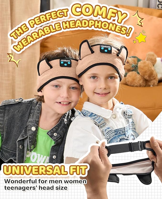 KIDSBAND Kids Headphones, Over On The Ear Toddler/Baby Headband Headphones - Volume Limited with Thin Speakers & Soft Headband No Pressure On Ears, for Learning/Plane/Travel/Tablet/Computer/Sleep