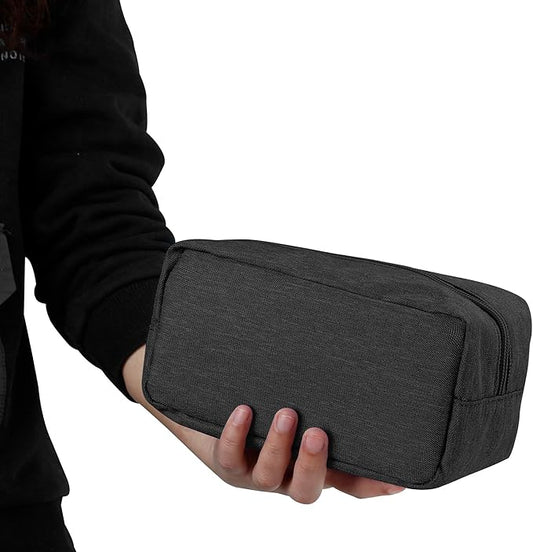 E-Tree Makeup Bag,Medium Travel Make up Pouch for Purse,Zipper Cosmetic Brush Skin Care Case for Women Man,Toiletry Bags,Tech Electronic Organizer,Small Canvas Storage for Personal Items,Black