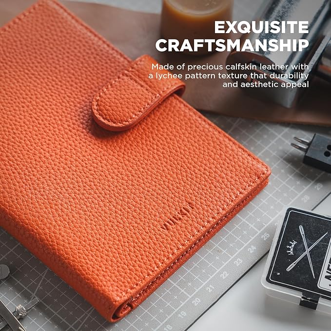 VULKIT Leather Passport Travel Wallet for 2 Passports Slim Double Passport Holder RFID Blocking with ID Window for Women or Men