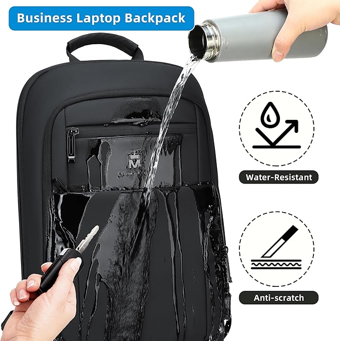 Caoroky knight Backpack Laptop Men 15.6 inch Slim Work Business Backpacks with USB Charging Port Mens Travel Bag Bookbag (Black, Medium)