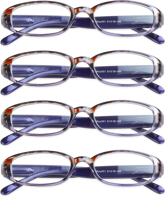 VisionGlobal 4 Pairs Reading Glasses with Spring Hinge, Blue Light Blocking Glasses for Women/Men (Purple,+2.75 Magnification)4 Count (Pack of 1)