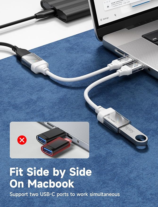 JSAUX USB to USB C Adapter [2 Pack], USBC OTG Adapter Compatible with MacBook Pro/Air, iPhone 15 Pro Max, Samsung Galaxy S24/S23/S22/S21 and More USB C Devices-Crystal White