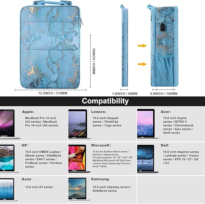 ZINZ Slim & Expandable Laptop Backpack 15 15.6 16 Inch Sleeve with USB Port, Spill-Resistant Notebooks Bag Case for Most 14-16 Inch MacBooks Surface-Books Dell HP Lenovo Asus Computers,B01M01