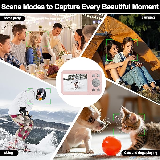 Upgraded 5K Dual Screen Digital Camera,80MP Vlog Photography Camera for YouTube,Campus,Travel,Compact Point & Shoot Camera for Teens & Beginners with Autofocus,18x Zoom,Anti-Shake,Pink