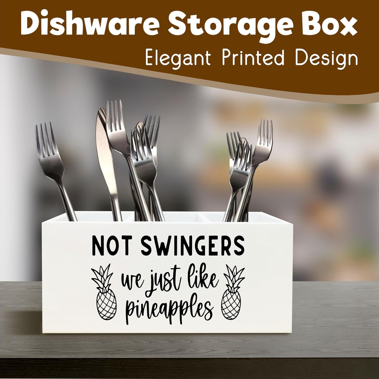 Funny Office Desk Pen Holder, Not Swingers We Just like Pineapples Decor for Home Humor Gifts, Funny Gifts for Women Men Wooden Pencil Holder Organizer for Desk Accessories