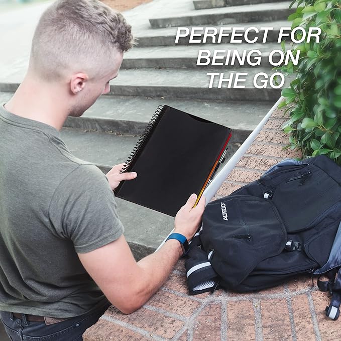 Samsill Deluxe 24 Pocket Spiral Project Organizer with Refillable Notepad Holder, Customizable Front Cover, 12 Dividers with Erasable Write-On Tabs in Assorted Colors, Plastic Folders with Pockets