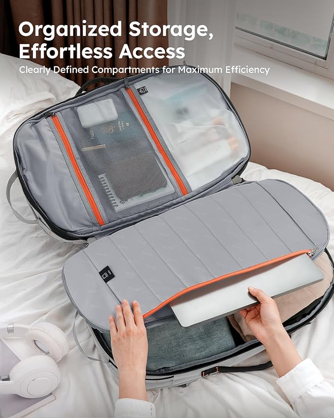 Tolaccea Travel Laptop Backpack, Large Carry on Backpack Flight Approved Convertible Duffle Luggage Bag Daypack Work Business Rucksack Fits 16" Laptop for Men Women 3 Carrying Ways, 40L-50L Expandable