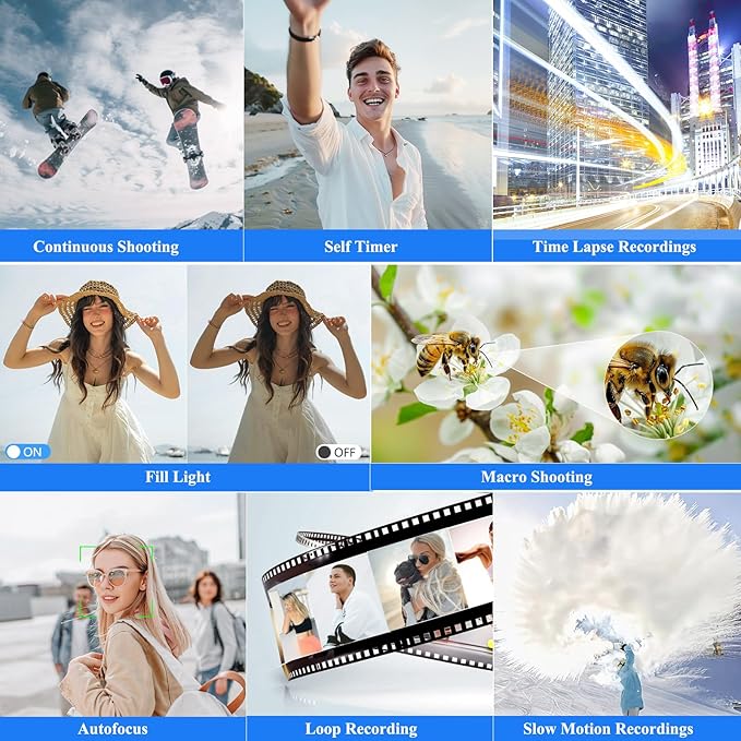 Digital Camera for Photography, WiFi 64MP 4K Vlogging Camera for YouTube, 3" 180° Flip Screen 18X Digital Zoom Compact Vlog Travel Cameras with 32GB TF Card & 2 Batteries, Black