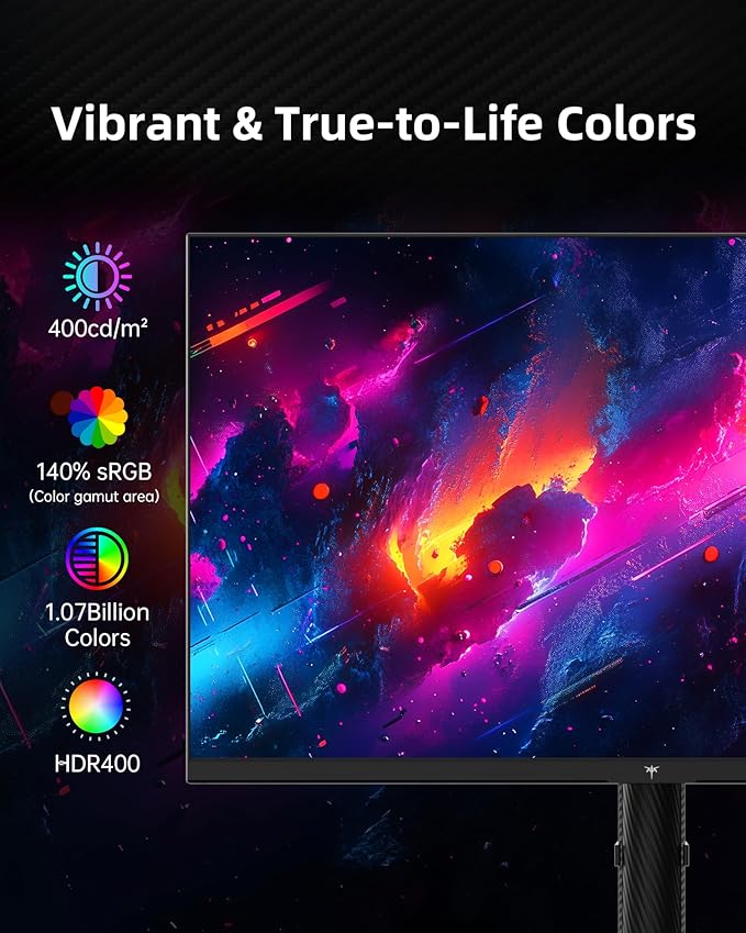 KTC 27 Inch 4K Gaming Monitor - UHD 160Hz Monitor with Fast IPS Panel, 1ms MPRT, 140%sRGB, HDR 400, Adaptive Sync, HDMI DisplayPort, Height Tilt Pivot Swivel Adjustable, Carbon Fiber Backcover, U27T6