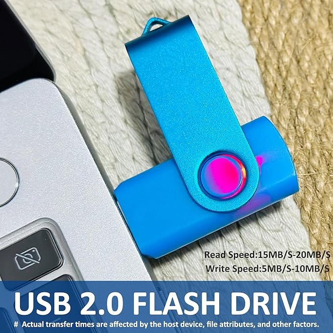 2GB USB 2.0 Flash Drive 10 Pack Nicepicten Pendrive Swivel Thumb Drives Jump Drives Zip Drive USB Memory Stick Thumbdrive Flashdrive Ideal for Home Office Shared Data Storage, Blue 2GB