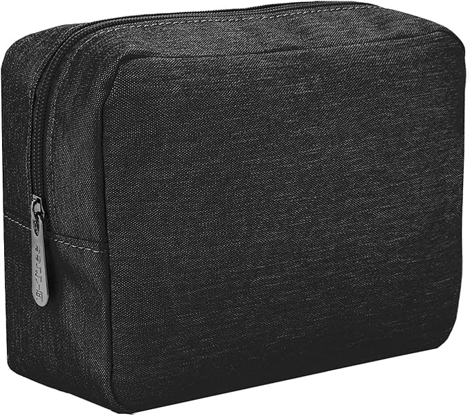 E-Tree Makeup Bag, Big Travel Make up Pouch, Zipper Large Cosmetic Brush Skin Care Case, Toiletry Bags for Traveling Women Man,Tech Electronic Organizer,Small Canvas Storage for Personal Items,Black