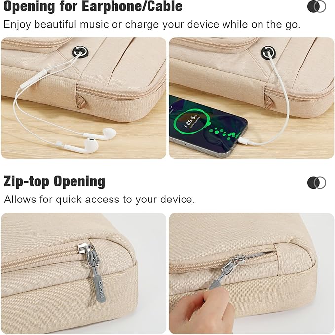 MoKo 9-11 Inch Tablet Sleeve Bag, Fits 11 inch iPad Air M3, iPad A16 2025, Pro 11 M4, iPad 10/9/8/7th, Tab S8/S9 11, Multifunctional Bag with Shoulder and Headphone Port, Sand