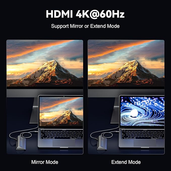 10-in-1 USB C Hub, 10Gbps USB 3.2 Gen 2 & 4K 60Hz HDMI Multiport Adapter | Docking Station with Detachable Cable, 100W Power Delivery, SD/TF for MacBook Pro/Air M4 M3, Dell XPS (Space Gray)