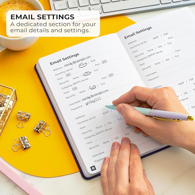 Clever Fox Password Book – Alphabetized Internet Address & Password Organizer – Computer & Website Password Keeper Notebook – Log-In Password Journal - Medium, A5, 8.3x5.8″, Hardcover (Purple)