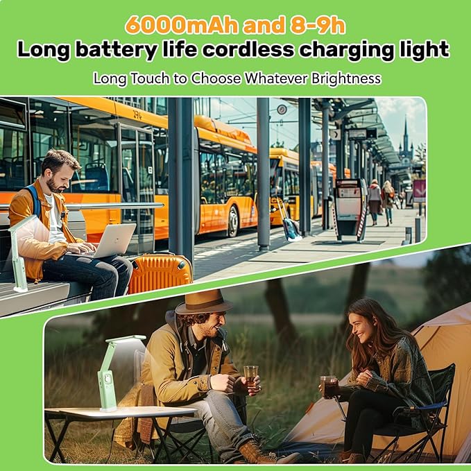 VAVOFO Cordless Desk Lamp, 6000mAh Battery Powered Desk Lamp, Foldable Desk Lamps, Three Color Temperatures, USB C Rechargeable, Ideal Cute Desk Accessory for Students and Home Offices