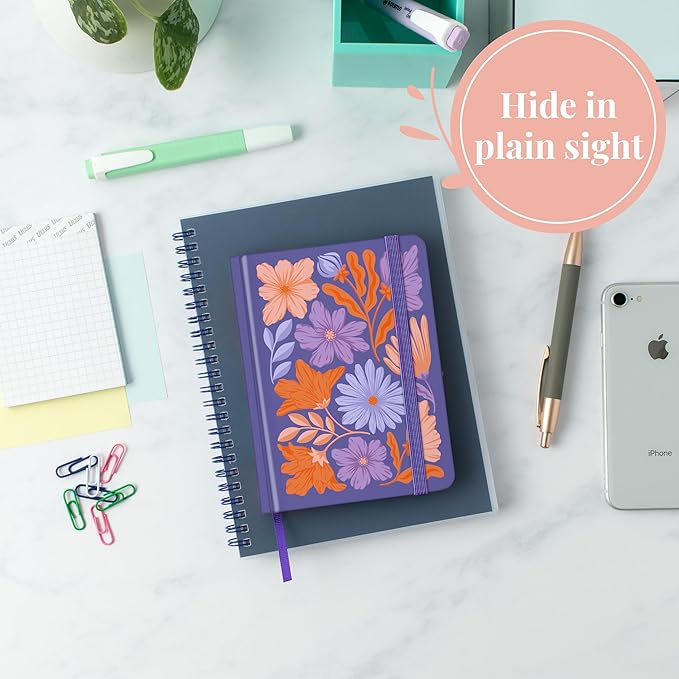 Rileys & Co. Password Book with Alphabetical Tabs, Password Keeper, Password Books for Seniors, Password Notebook for Internet Login, Website, Username (6 x 5 Inches, Purple - Floral)