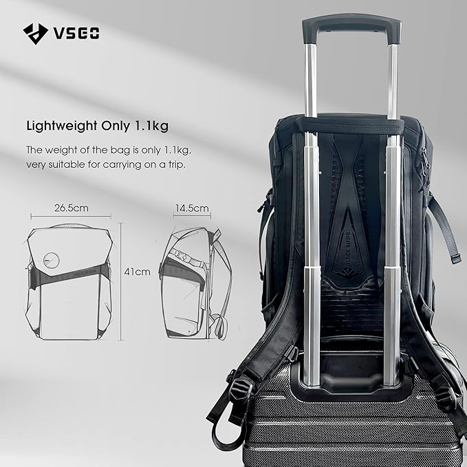 VSGO Black Snipe Camera Backpack 16L – Lightweight 1.1kg Professional DSLR/SLR Photography Bag for Sony, Canon, Nikon Cameras, DJI Stabilizers, Travel & Outdoor Use