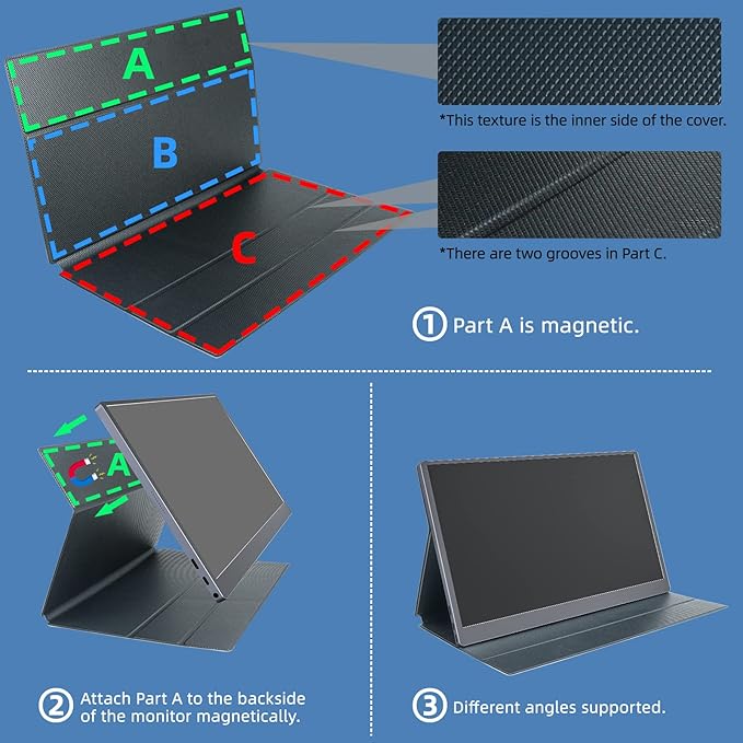 Portable Monitor 4K 15.6 inch UHD 3840X2160 100% sRGB USB-C HDMI IPS External Second Monitor Portable Travel Monitor for Laptop MacBook PS5/4 Xbox with Speakers