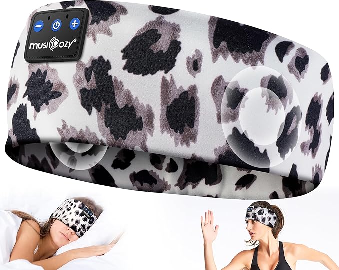 MUSICOZY Sleep Headphones Bluetooth 5.4 Headband, Wireless Earphones Music Sleep Earbuds Sleeping Eye Mask with HD Stereo Speakers for Workout Running Travel Yoga, Ideal Gifts for Women Men