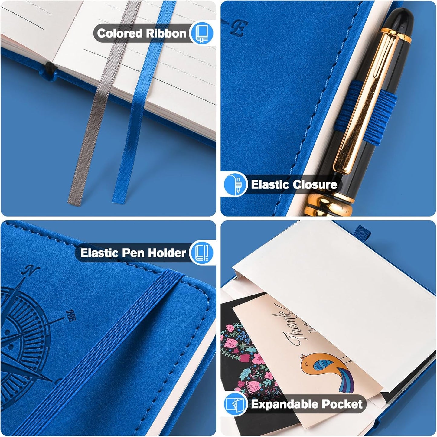 Notebook Journal for Women Men: Leather Journal for Writing, Hardcover College Ruled Journals Notebooks with Thick Paper, Large A5 Daily Journal for Travel, Diary, Gifts for Teens, 5.7"×8.5", Blue